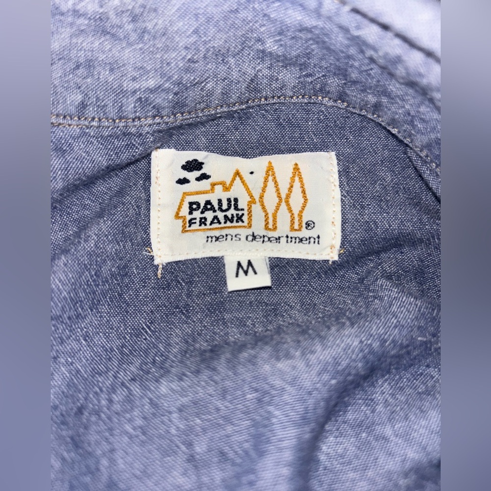 Paul Frank Y2K chambray snap-front shirt size M - Picture 2 of 3